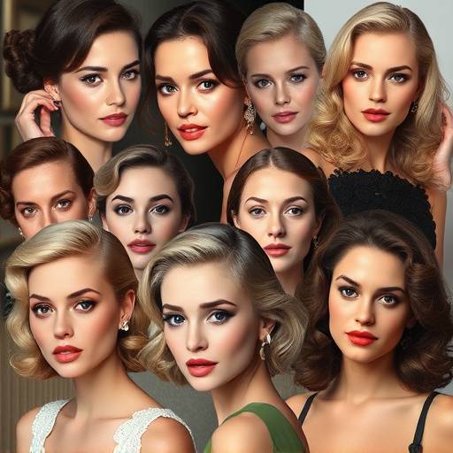 Un collage de portraits de plusieurs actrices franäaises célèbres, chacune avec un maquillage et une coiffure différents.