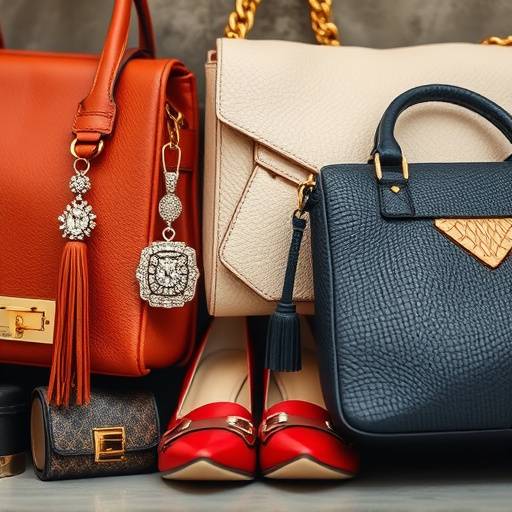 Un gros plan sur une collection d'accessoires de mode tendance, comprenant des sacs à main, des bijoux et des chaussures.